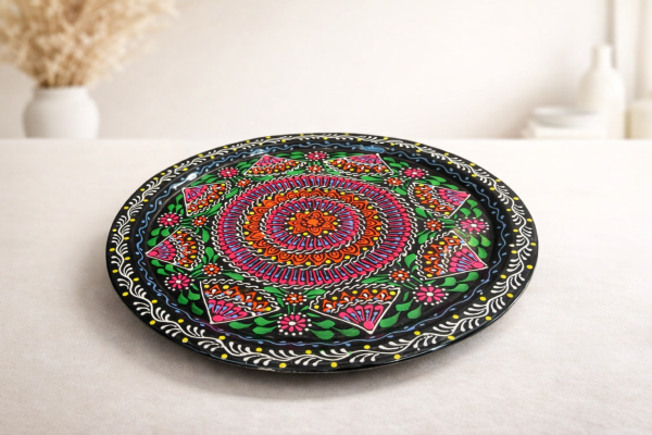 Ajrak-Inspired Melamine Plate