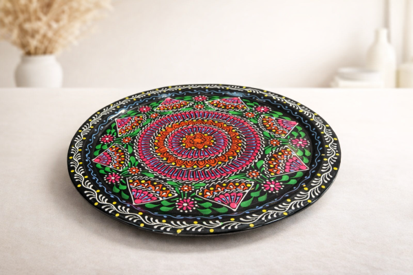 Ajrak-Inspired Melamine Plate