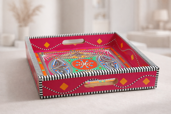 Folk Art Wooden Tray