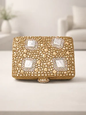 Handcrafted Bridal Kundan Clutch