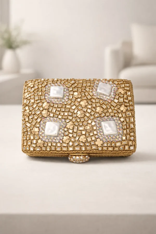 Handcrafted Bridal Kundan Clutch