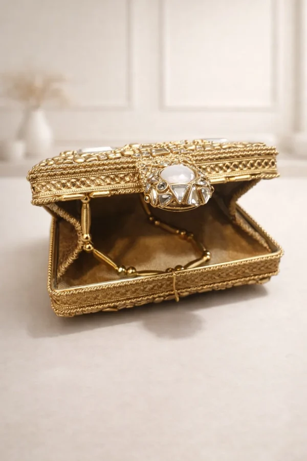 Handcrafted Bridal Kundan Clutch