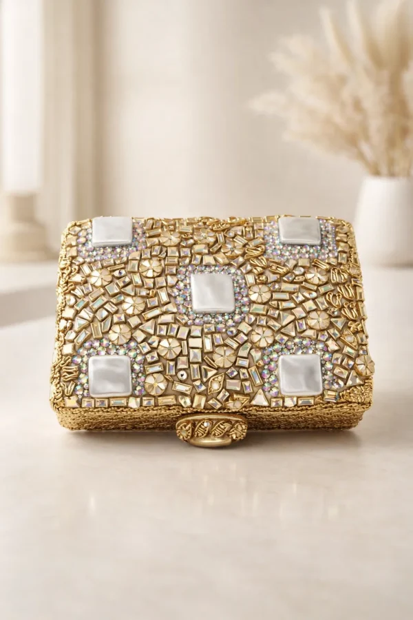 Handcrafted Bridal Kundan Clutch