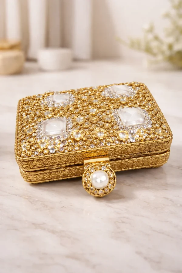 Handcrafted Bridal Kundan Clutch