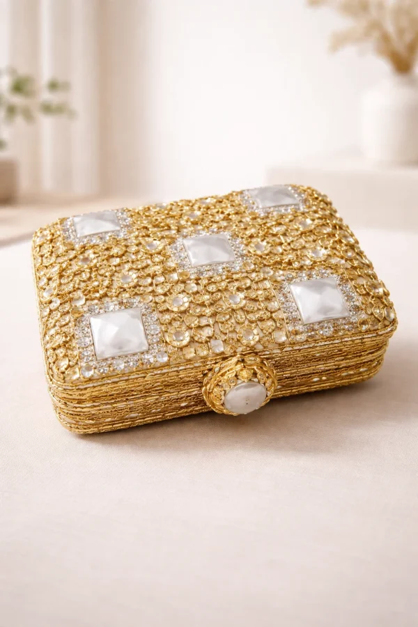 Handcrafted Bridal Kundan Clutch