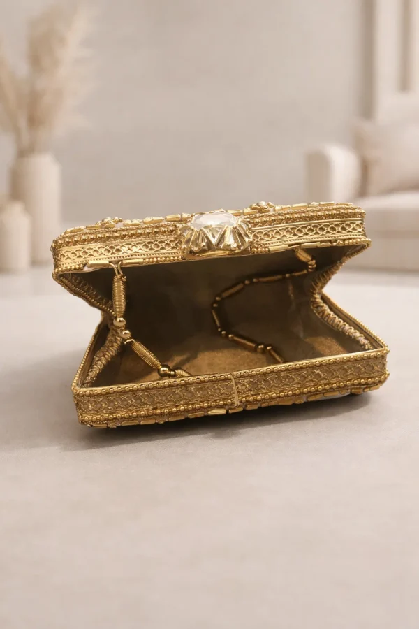 Handcrafted Bridal Kundan Clutch