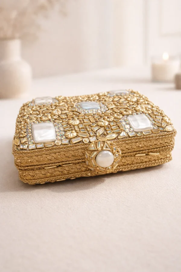 Handcrafted Bridal Kundan Clutch