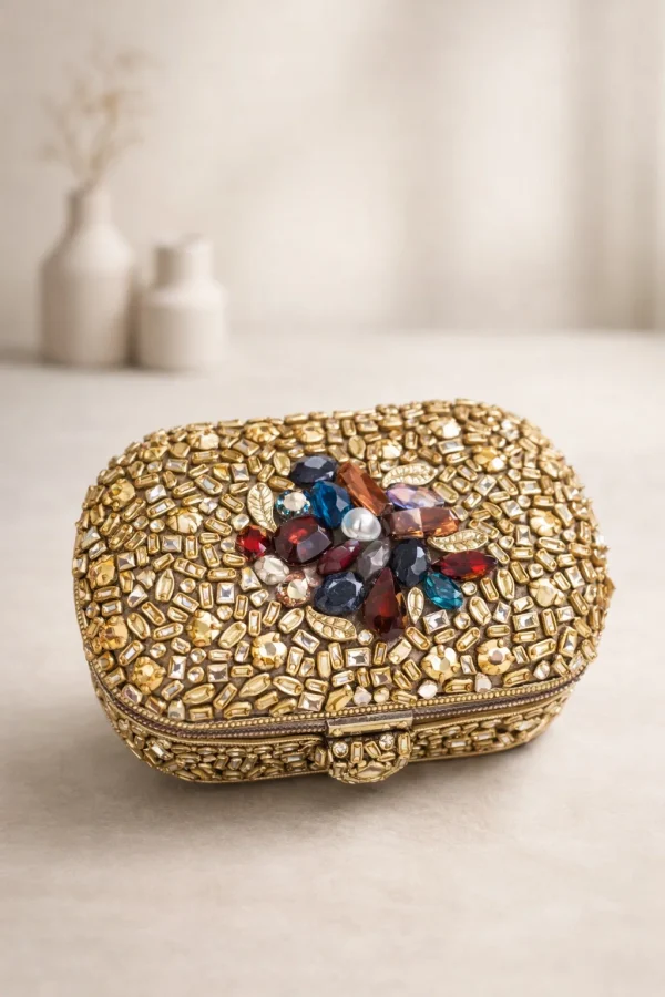 Handcrafted Kundan Clutch