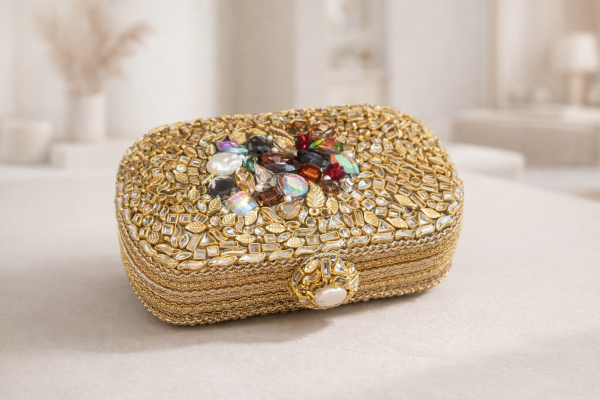 Handcrafted Kundan Clutch