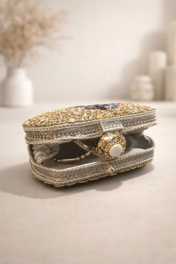 Handcrafted Kundan Clutch