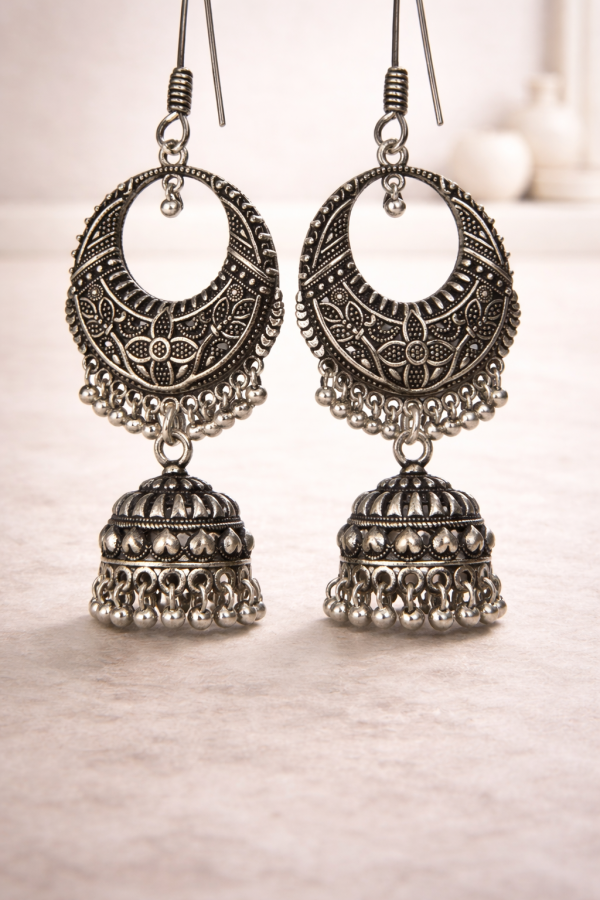 Silver Chandbali Jhumka