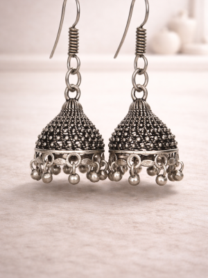 Silver oxidized jhumka
