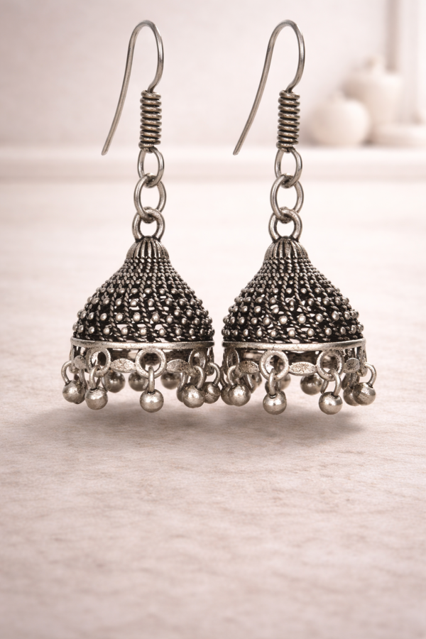 Silver oxidized jhumka