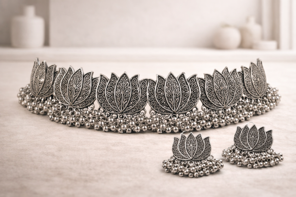 Silver-plated Afghani choker set